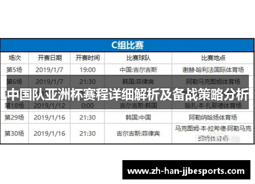 中国队亚洲杯赛程详细解析及备战策略分析